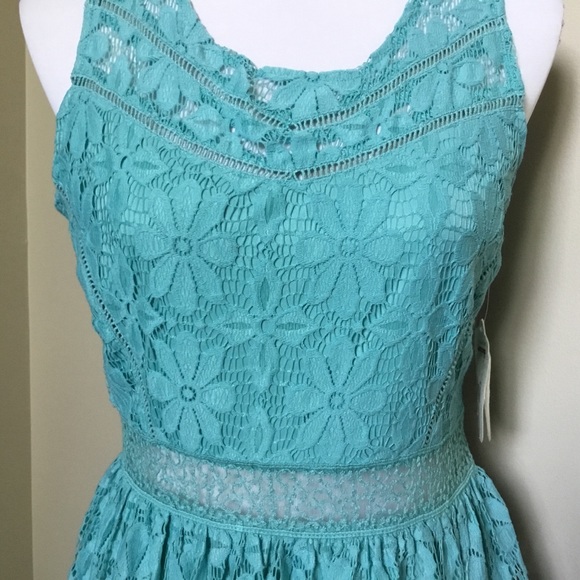 NWT ALTAR'D STATE teal blue Lace Fit Flare dress M - Picture 2 of 7